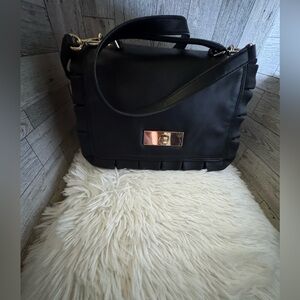 KATE SPADE EUC DANBURY STREET ADELINA BLACK PLEATED FLAP CROSSBODY